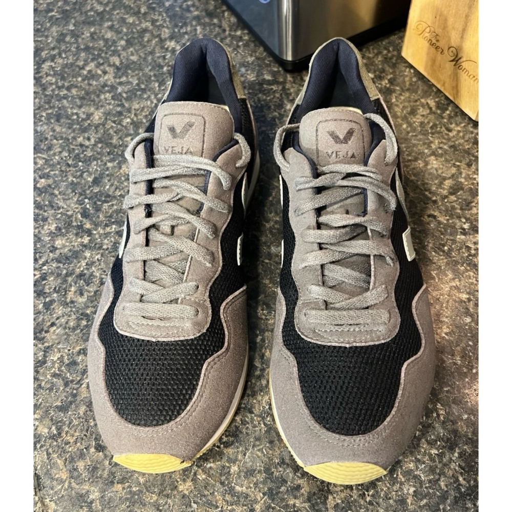 Veja Men's Athletic Sneakers in Black, Gray & Gum - Picture 4 of 12